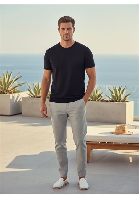 Men's Crepe Cotton Crewneck T-Shirt in Black DANIELE FIESOLI |  | 03070013